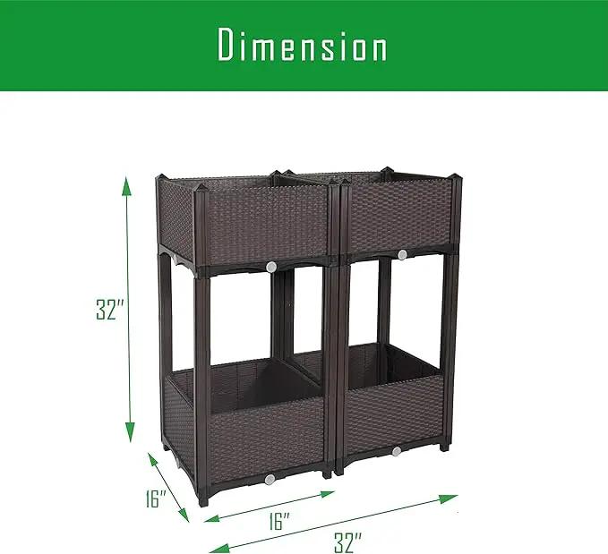 D'vine Dev Raised Beds - Elevated Garden Box with Drainage Plug, Standing Planter Beds for Vegetable/Flower/Herb Gardening Kit, RGB-4 by GreenHaven Gardens