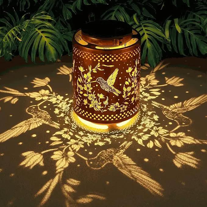 Hummingbird Solar Lanterns Garden Decor Birthday Mothers Day Gifts for Mom Women Metal Hanging Solar Lights Waterproof Outdoor Decoration for Outside LED Lanterns for Yard Lawn Patio Deals by GreenHaven Gardens