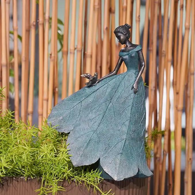 Guichifun Fairy Statue Collection Home Decoration - Leaf Angel Girls Resin Home Garden Decor for Outside or Inside Rustic Fairy Garden Outdoor Yard Figurines Gifts for Women 8.5 x 5.25 x 12 Inch by GreenHaven Gardens