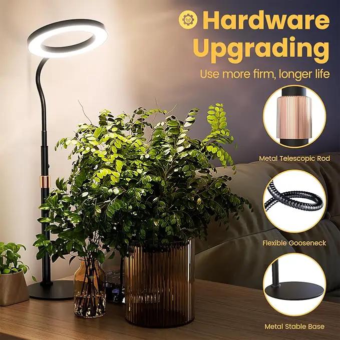 Grow Light, LED Plant Light for Indoor Plants Growing, Full Spectrum Desk Grow Lamp with Pedestal, Automatic Timer for 3H/9H/12H, 10 Dimmable Levels, Height Adjustable by GreenHaven Gardens