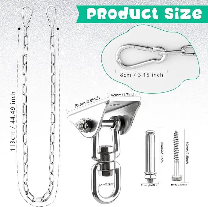 2 Set Hammock Hanging with Swing Chain 1200 LB Capacity Heavy Duty Swing Hangers 360° Swivel Hammock Hanger Kit for Hanging Hammock Chair Tree Yoga by GreenHaven Gardens