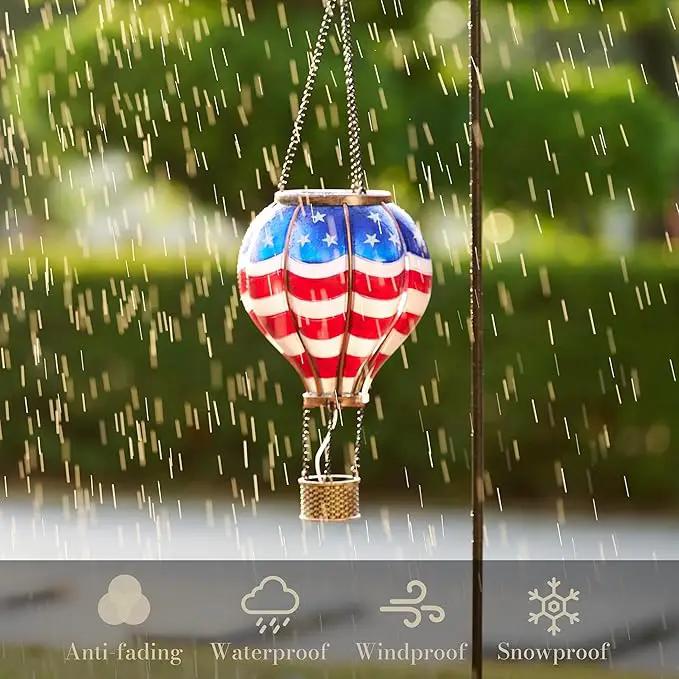 TERESA'S COLLECTIONS America Fourth of July Decorations, Hot Air Balloon Solar Lantern for Garden Decor,Gifts for Women + Memorial Day 17.7'' Hot Air Balloon Solar Lantern by GreenHaven Gardens