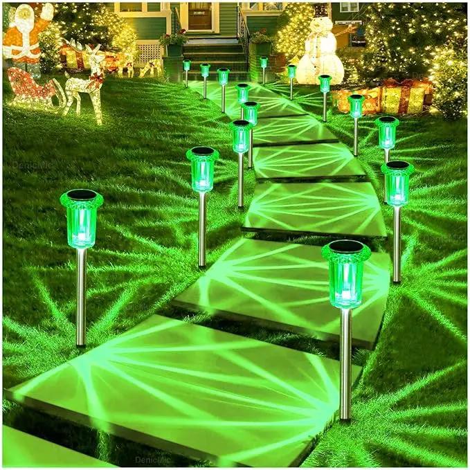 DenicMic Solar Lights Outdoor Pathway Lights LED Waterproof Acrylic Lamp Head Stainless Steel Stake for Yard Garden Landscape Path Walkway Driveway Patio Lawn (Green 10Pack) by GreenHaven Gardens