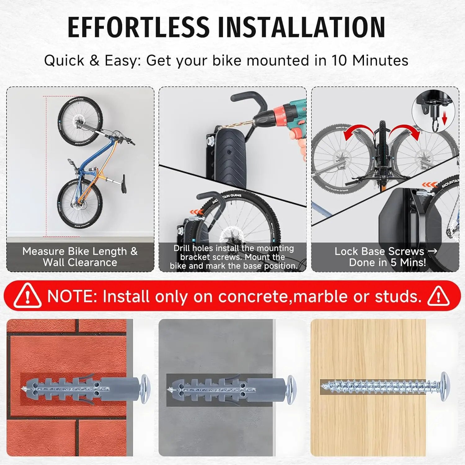Bike Rack Garage,Bike Wall Mount, 150° Swivel & Space-Saving Vertical Bike Hangers for Storage, Sturdy Bike Stand Holds Up to 66lbs, Easy to Install, 2 Pack by GreenHaven Gardens