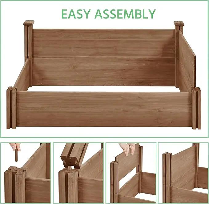 Yaheetech 8x2ft Wooden Horticulture Raised Garden Bed Divisible Elevated Planting Planter Box for Flowers/Vegetables in Backyard/Patio Outdoor, Dark Brown, 95 x 25 x 11in by GreenHaven Gardens