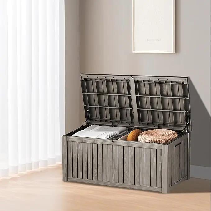 180 Gallon Outdoor Storage Deck Box - Large Waterproof Resin Bin for Delivery Boxes Outside, Lockable Storage for Patio/Pool Cushions & Tools, UV-Resistant, Granite Grey by GreenHaven Gardens