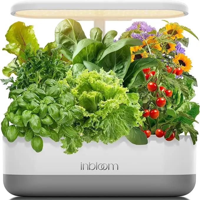 inBloom 12 Pods Hydroponics Growing System Indoor Garden with LED Grow Light and Pod Kit, Plants Germination Kit with 4.2L Water Pump Accelerate, Height Adjustable, Gardening Gifts for Women, White by GreenHaven Gardens