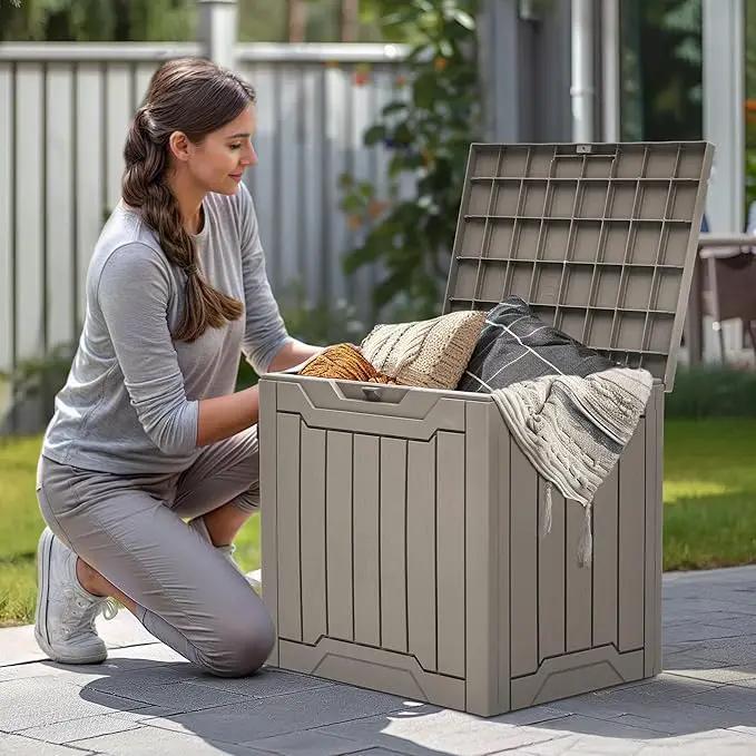 YITAHOME 31 Gallon Outdoor Storage Box, Resin Deck Box and Waterproof Package Delivery Box for Gardening Tools, Pool Supplies, Patio Furniture, Lockable, Taupe by GreenHaven Gardens