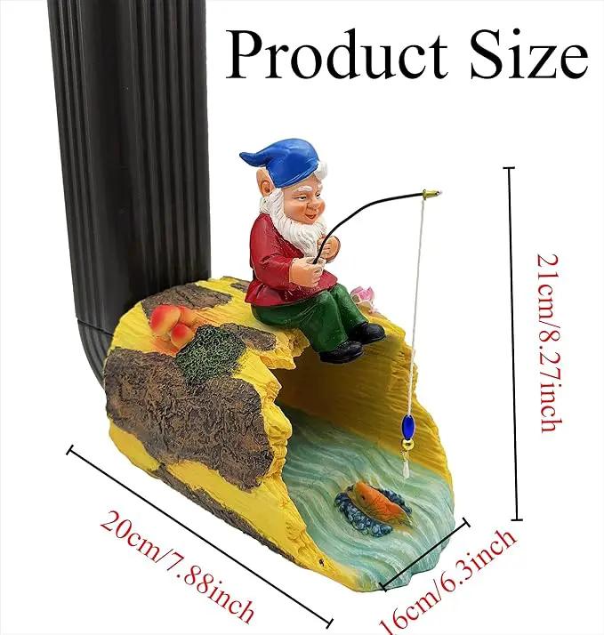 Gnome Fishing 3" x 4" Gutter Downspout Splash Block Decor, Outdoor Garden Animal Statue & Sculpture, Weather-Resistant Gutter Diverter Rain, Decorative Gutter Extension Downspout Ornament by GreenHaven Gardens
