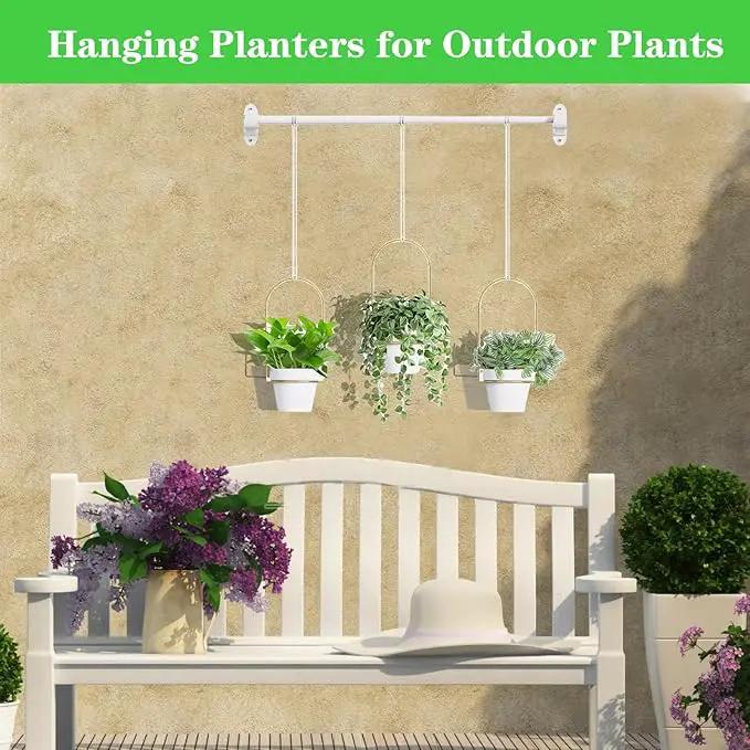 DOUBFIVSY Hanging Planters for Indoor Plants Plant Hanger, Adjustable Hanging Window Planter Hanging Wall Planter for Garden, 25in Plant Shelves Metal Holder Rod with Pots (White) by GreenHaven Gardens