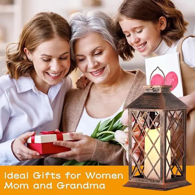 2 Pack Solar Lantern Outdoor Waterproof Garden Decor Hanging Lanterns Birthday Gifts for Women Mom 11" LED Flickering Flameless Candle Christmas Table Lights for Yard, Patio, Porch, Backyard by GreenHaven Gardens