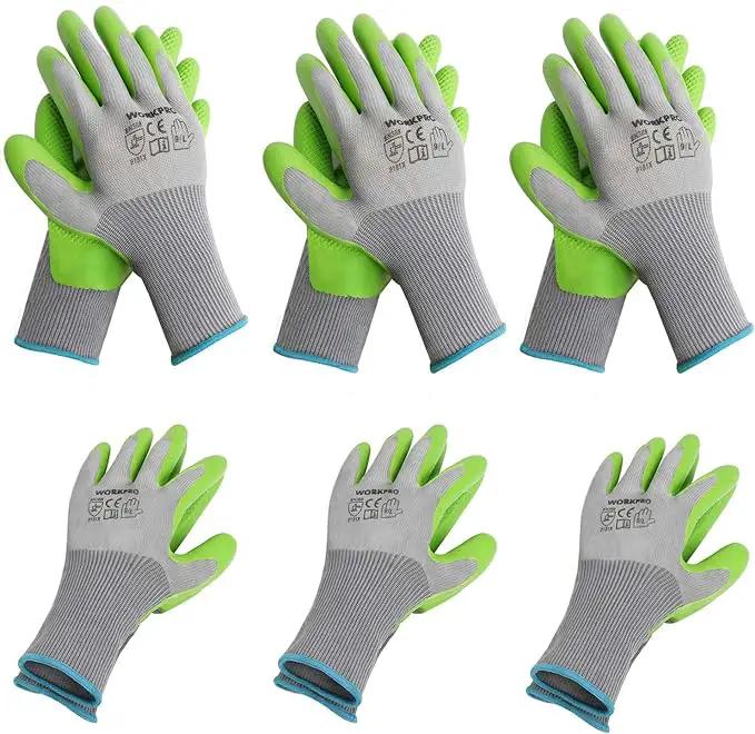 WORKPRO 6 Pairs Garden Gloves, Work Glove with Eco Latex Palm Coated, Gardening Glove, Working Gloves for Weeding, Digging, Raking, and Pruning (Large) by GreenHaven Gardens