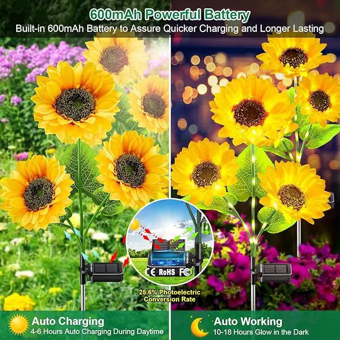 Outdoor Solar Garden Lights, 2024 Upgraded Waterproof Outdoor Solar Lights with 9 Bigger & Brighter Sunflowers, Garden Lights Solar Powered Outdoor Lights for Outside Patio Yard Decorations by GreenHaven Gardens