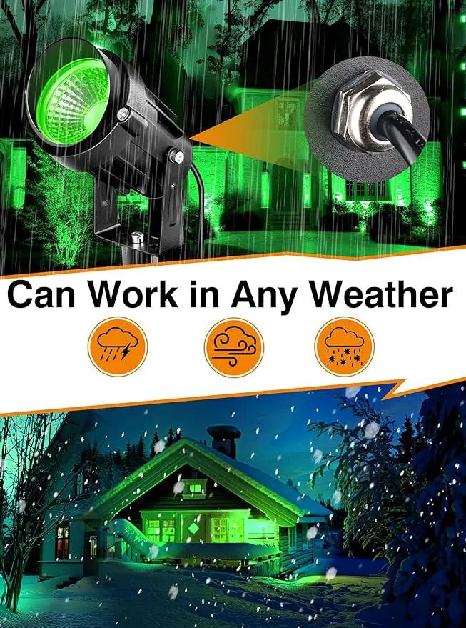 7W Green LED Landscape Lights, 110v 120V Plug in Landscape Lighting with IP66 Waterproof Halloween Christmas Spotlights for Garden Pathway Tree Pathway, 2 Pack by GreenHaven Gardens
