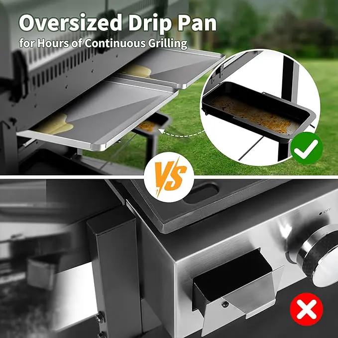Brand-Man Griddle Grill Combo 6-Burner, 2 in 1 Versatile Propane Gas Grill and Griddle with Double Stainless Steel Lids, BBQ Combo for Outdoor Kitchen & Backyard Barbecue Cooking by GreenHaven Gardens