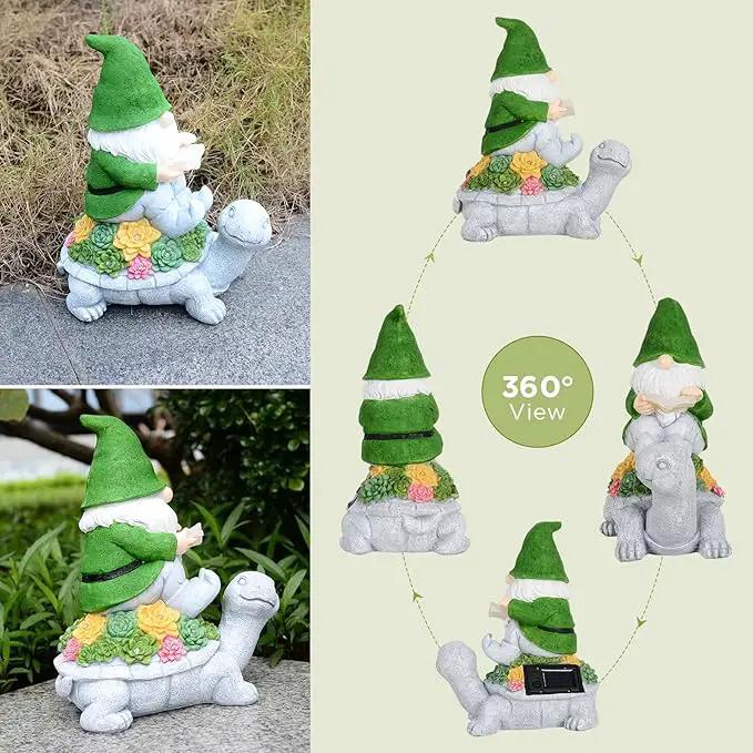 JOBOSI Dwarfs Solar Light Garden Decor Yard Decor Turtle Decor Santa Claus Turtle Solar Light Dwarf Garden Gnome Statues Gifts for mom, Gifts for Grandma by GreenHaven Gardens