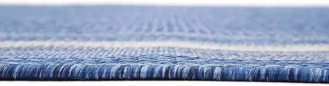 Unique Loom Outdoor Border Collection Area Rug - Soft Border (8' x 11' 4" Rectangle, Blue/ Ivory) by GreenHaven Gardens