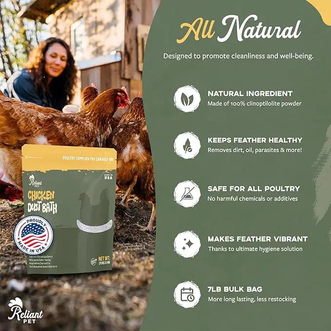 Chicken Dust Bath - 7lbs, Made in USA Natural Dust Bath for Chickens - Ideal Chicken Dust for Bath Tub Mix - Poultry Dust Powder for Chicken Coop by GreenHaven Gardens
