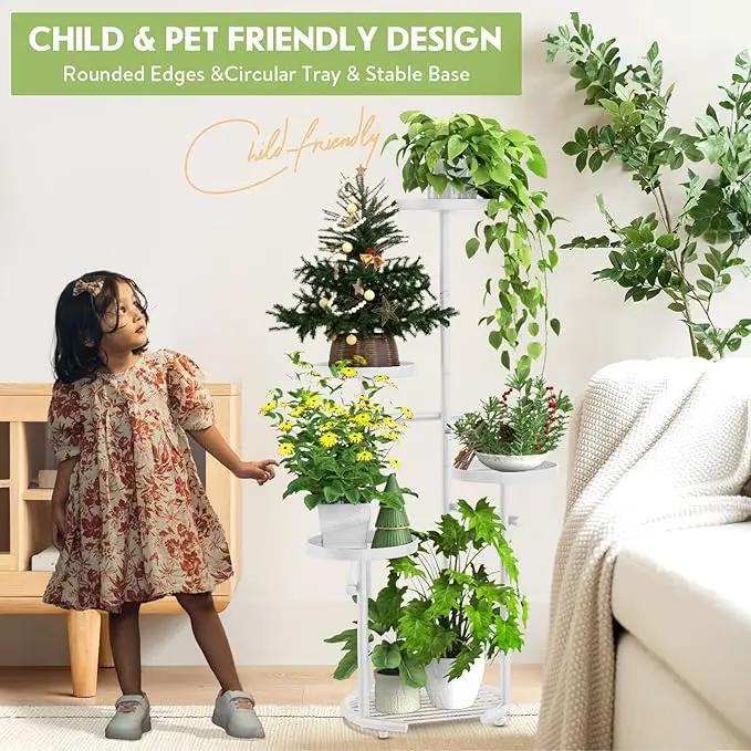 TOSKING 5 Tier Metal Plant Stand Indoor, Plant Shelf, Corner Shelf Flower Pot Stand for Outdoor Plant Stand for Living Room Balcony Garden Patio Bedroom (White, 38in) by GreenHaven Gardens