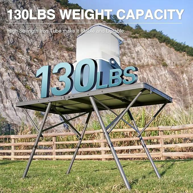 EVER ADVANCED Large Camping Table for 4-6 Person, Portable Folding Aluminum Table with Carrying Handle, Suitable for BBQ, Picnic, Camping and Indoor Use, Support up to 130LBS, Gray by GreenHaven Gardens