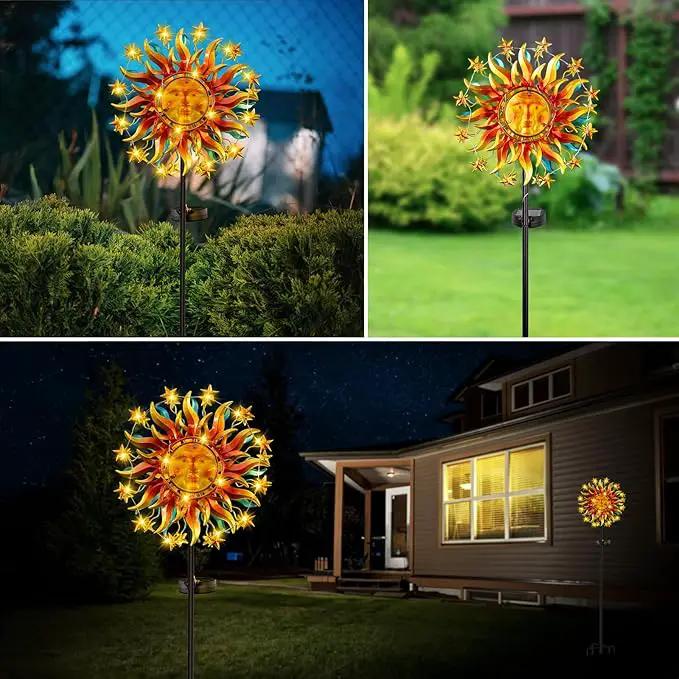 Solar Wind Spinners for Yard and Garden - 60.3 Inch 360° Metal Sun Wind Sculptures Outdoor Clearance Kinetic Windmills with Vine String Shining LED Lights for Patio, Lawn Xmas Garden Decoration by GreenHaven Gardens
