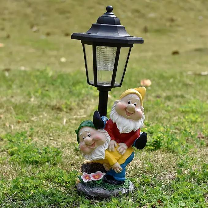 Solar Garden Country Farm Gnomes with Light, Outside-Outdoor Decorations Funny Playing Gnomes for Patio Yard Lawn Walkway Ornaments Clearance Housewarming Gifts for Mom Grandma Birthday by GreenHaven Gardens