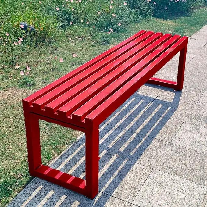 Weatherproof Metal Dining Bench, Outdoor Bench Backless Patio Bench 2-Person Farmhouse Bench Garden Bench for Kitchen, Living Room, Entryway(Red,40in) by GreenHaven Gardens