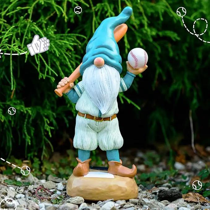 Baseball Garden Gnome with Solar Light Ball, Funny Gnomes 11.8" for Yard Decorations Outdoor, Garden Statues Outdoor Clearance, Solar Garden Statues by GreenHaven Gardens
