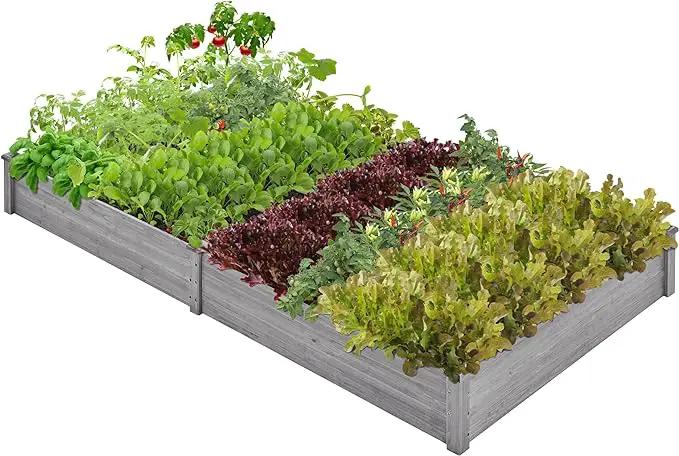 Yaheetech 8×4ft Wooden Horticulture Raised Garden Bed Divisible Elevated Planting Planter Box for Flowers/Vegetables/Herbs in Backyard/Patio Outdoor, 93 x 48 x 10in, Gray by GreenHaven Gardens