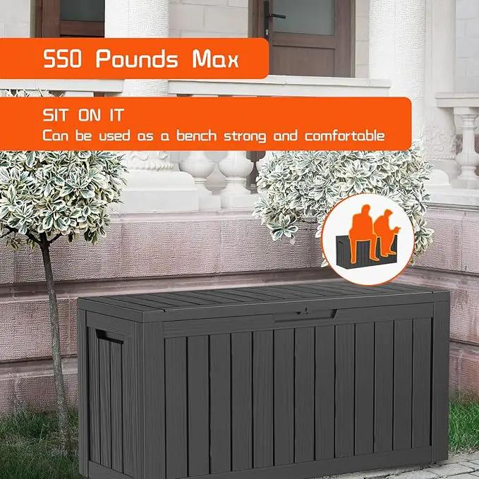 DRATO 80 Gallon Deck Box, Outdoor Storage Box for Patio Furniture, Patio Cushions, Gardening Tools, Pool Supplies 480lbs Weight Capacity,Waterproof Resin Storage Boxes by GreenHaven Gardens