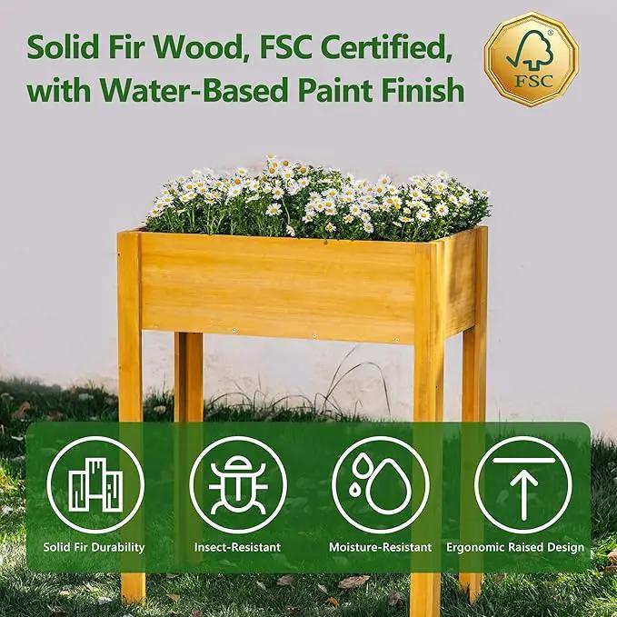 Premium Fir Wooden Raised Garden Bed with Four Legs for Backyard and Balcony Gardening,Suitable for Indoor and Outdoor use,33.07''×15.75''×38.58'' by GreenHaven Gardens