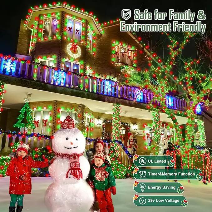 Heceltt 360 LED 118 FT String Lights Outdoor, 8 Modes Christmas Lights Plug in, IP44 Waterproof Led String Lights with Timer and Memory for Xmas Yard Garden Decorations (Red and Green) by GreenHaven Gardens