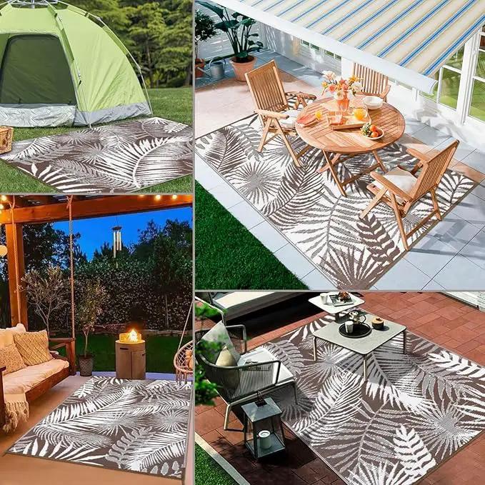 HiiARug Outdoor Rug 6x9Ft Outdoor Plastic Straw Rug Waterproof Outdoor Rugs for Patios Clearance Large Reversible Patio Mat Outdoor Area Rug for Patios Deck Beach RV Camper Backyard,Brown&White by GreenHaven Gardens