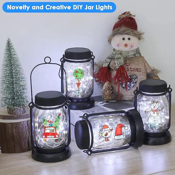 Mlambert Cool White 4 Pack Solar Hanging Mason Jar Lights with Stakes, Waterproof Decorative 30 LEDs Outdoor Solar Lantern Lamp Patio Garden Tree Yard by GreenHaven Gardens