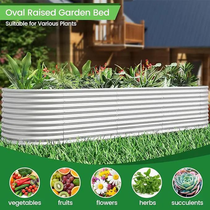 FRIZIONE 2pcs 9 in 1 Tall 8x2ft Galvanized Raised Garden Bed Outdoor,Steel Garden Bed for Vegetables,Above Ground Garden Box for Flower,Metal Raised Beds for Gardening by GreenHaven Gardens