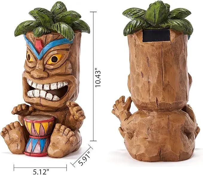 Outdoor Tiki Statue Decoration-Solar Power Light Tiki Garden Statues-Tiki Bar Decor Totem Pole Waterproof Figurines for Garden,Patio,Balcony,Yard,Lawn Ornament,10.43 Inch Tall by GreenHaven Gardens