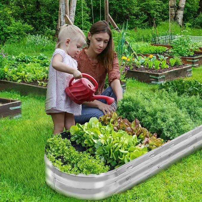 GADI Raised Garden Bed Kit for Vegetables Flower Galvanized Metal Planter Boxs Designed for Easy DIY and Cleaning Not Twist Or Rot (Silver) by GreenHaven Gardens