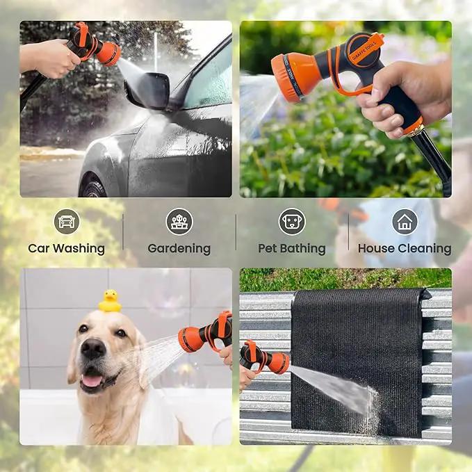 Giraffe Tools Garden Hose 25FT Lightweight Lay Flat Water Hose Kink Free Flexible Hose with 9 Spray Function Nozzle（Black） by GreenHaven Gardens