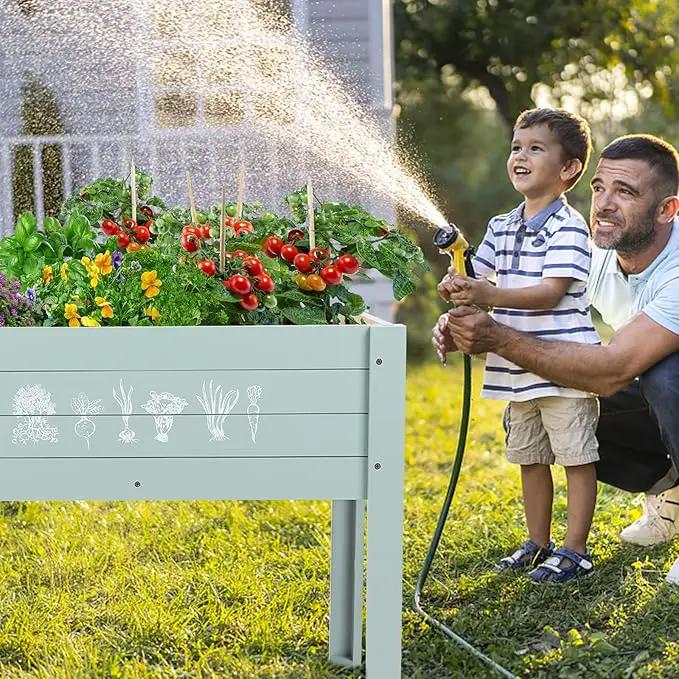 WONDER GARDEN Raised Garden Bed-Planters for Outdoor Plants - Wood Planter Boxes Outdoor for Kids with Legs and DIY Chalkboard for Vegetables Flower Herb by GreenHaven Gardens