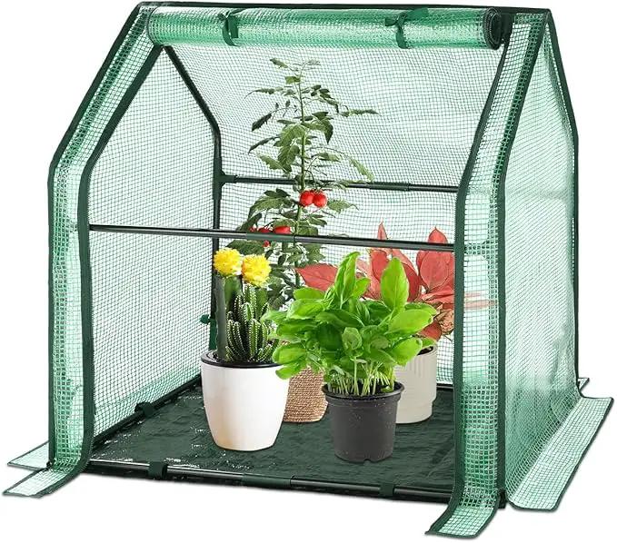 U'Artlines Portable Mini Greenhouse Small Green House with Waterproof Pad 36x18x33 Inch Plant Cover Tent for Garden Small Plants Indoor Outdoor, Green PE by GreenHaven Gardens