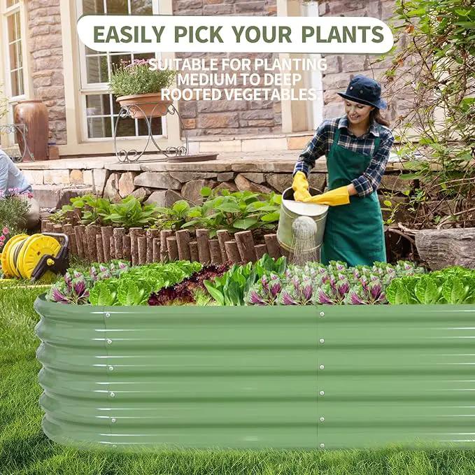 Galvanized Raised Garden Bed Outdoor- 2 Pcs Raised Beds for Gardening| Metal Planter Box, Steel Raised Garden Bed Kit with Gloves for Vegetables, Flower, Herbs (6x2x1.4FT, Green) by GreenHaven Gardens