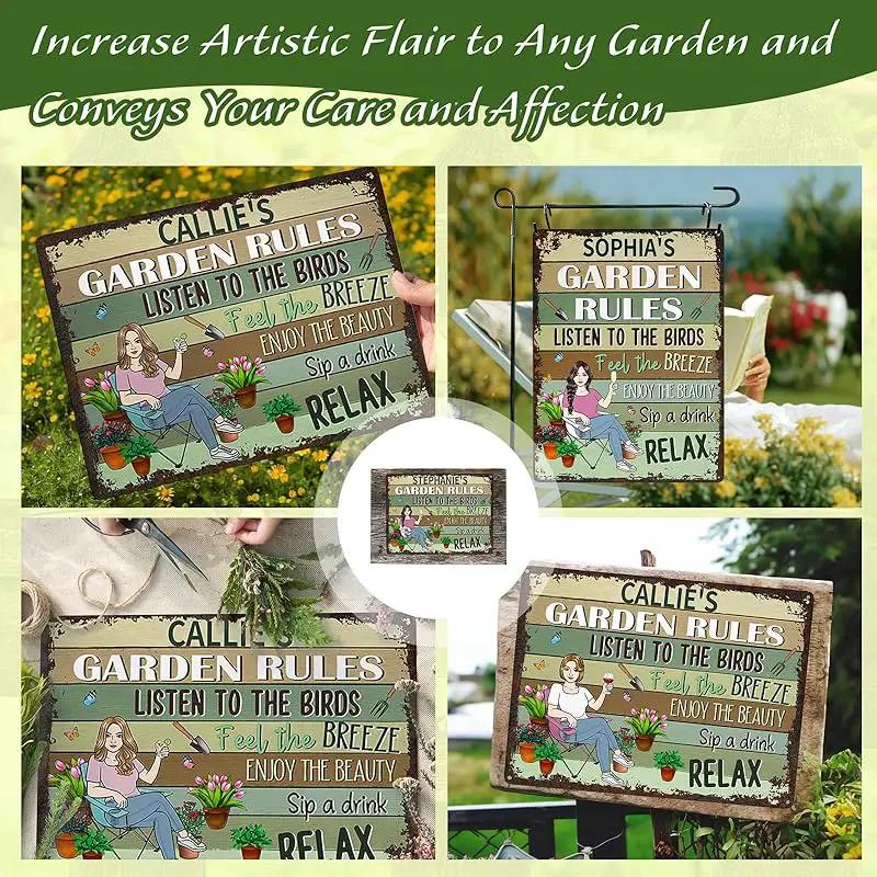 Personalized Retro Garden Metal Sign, Custom Cartoon Character and Name, Funny Garden Decor, Gift for Family, Friends, Women Gardeners, Gardening Lovers, Yard Outdoor Artwork Prints by GreenHaven Gardens