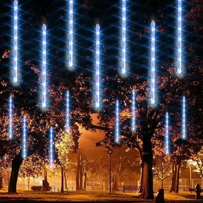 Dazzle Bright Christmas Lights Outdoor, 288LED Meteor Shower Rain Lights 12 Inch 8 Tubes, Waterproof Plug in Falling Icicle Light Christmas Decorations for Xmas Tree Yard House Decor (Blue) by GreenHaven Gardens