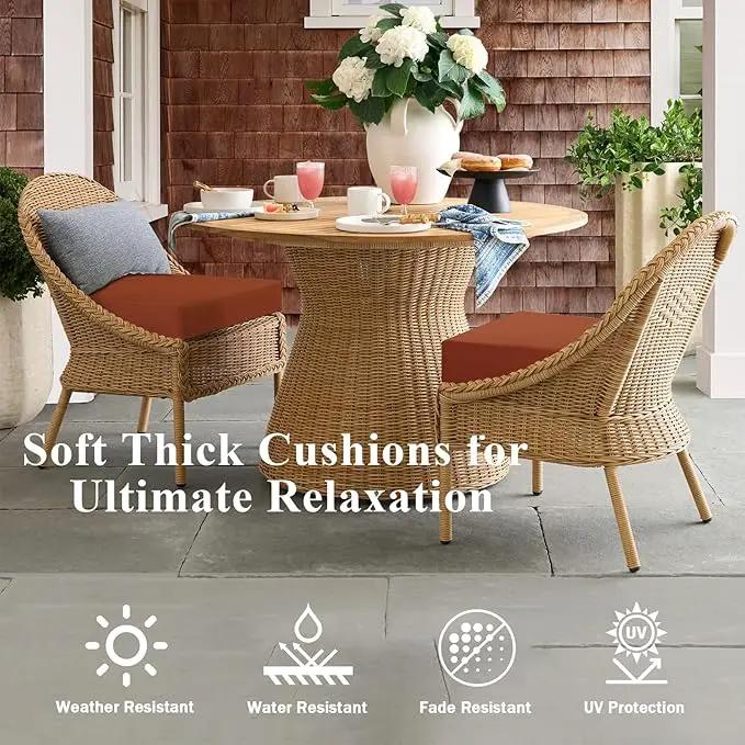 Outdoor Chair Cushions Set of 2, Waterproof Foam Patio Seat Cushions with Ties for Garden Sofa & Dining Furniture, 3-Year Color Fastness, 16x17x2 Inch, Spcie by GreenHaven Gardens