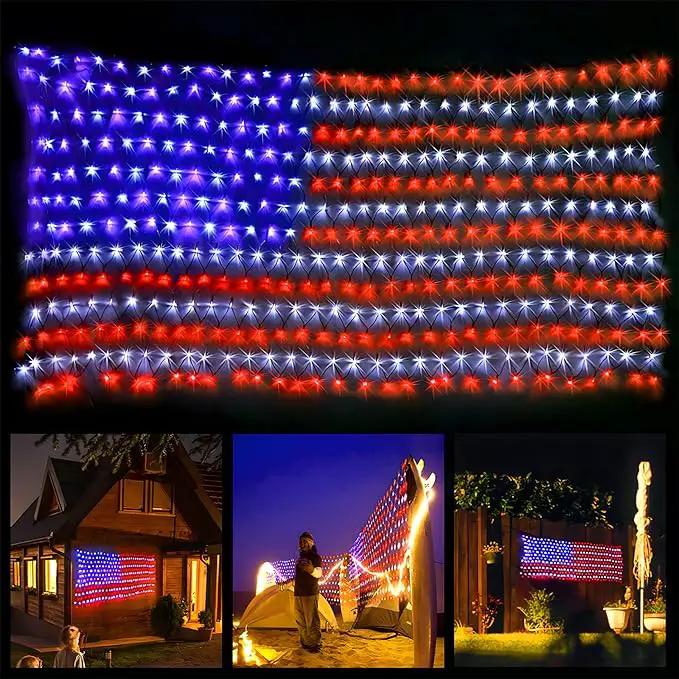 XTF2015 Led Flag Net Lights of The United States, Waterproof American Flag String Light for Christmas, Festival, Holiday, Independence Day, Memorial Day, Decoration, Garden, Yard, Indoor and Outdoor by GreenHaven Gardens