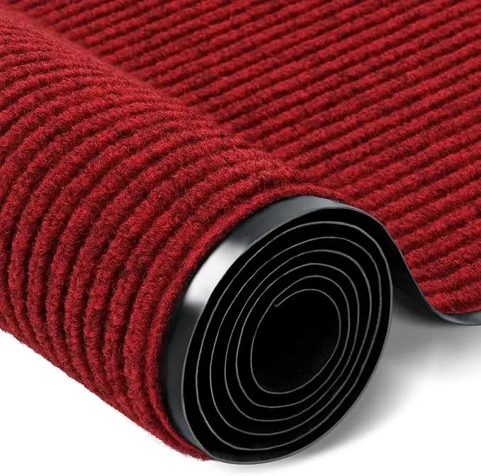 Rubber Door Mat About W3' ×L16' Heavy Duty Large Outdoor Indoor Mat Durable Entrance Doormat Waterproof Rubber Back Rugs for Home Entryway Patio Porch Office Business Areas (Wine Red) by GreenHaven Gardens