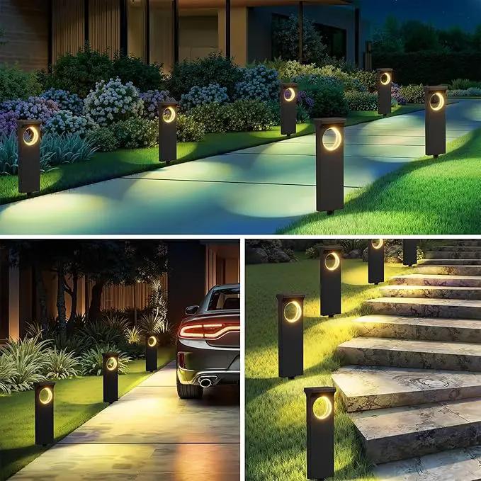 Solar Pathway Lights Outdoor, 2 Pack Upgraded Moon Shaped Landscape Lights - Brighter & Waterproof Solar Powered Decor for Yard, Garden, Path, Walkway, and Outdoor Decoration by GreenHaven Gardens
