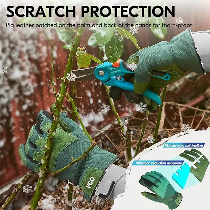 Vgo... Winter Gardening Gloves Women,Safety Work Gloves, Puncture-proof,Thornproof,Touchscreen(1 Pair,L,Green,SL7471FLWP) by GreenHaven Gardens