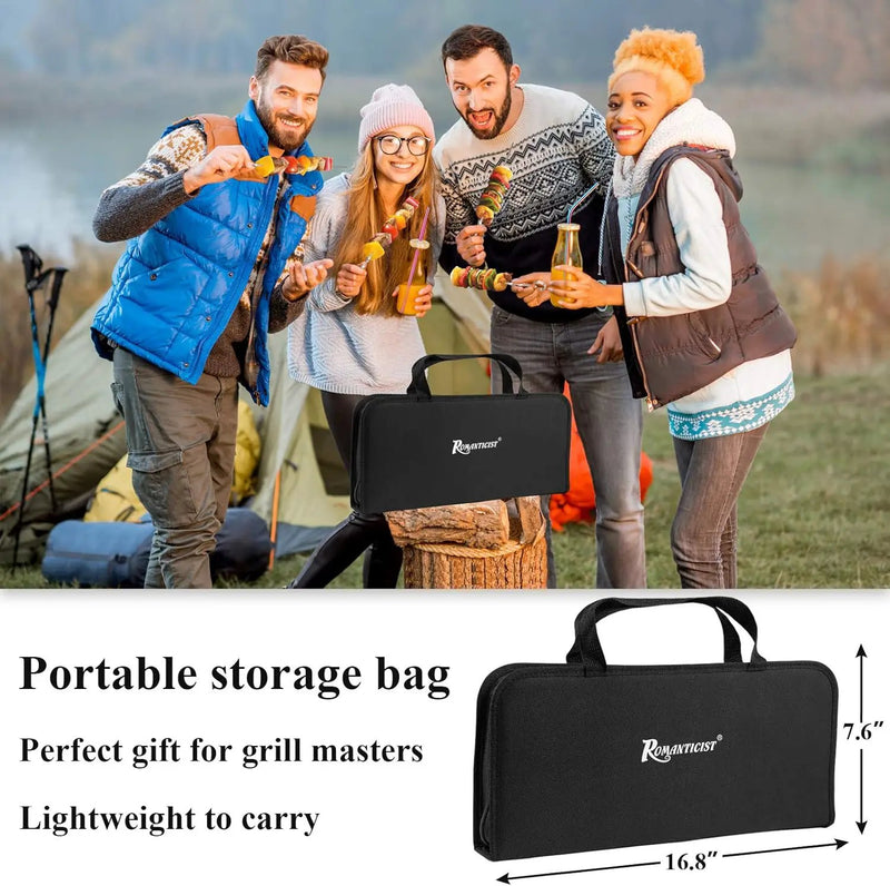 ROMANTICIST 27pcs Heavy Duty Grilling Gifts for Men Dad Fathers Day, Extra Thick BBQ Accessories Tools Set, Stainless Steel Grill Utensils Kit with Meat Claws, Carrying Bag for Outdoor Camping Black by GreenHaven Gardens