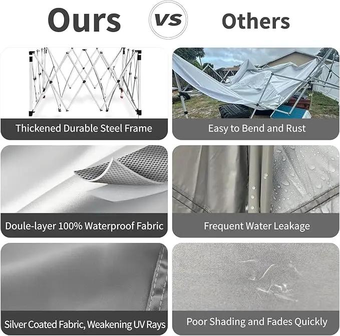 10x10 Pop Up Canopy, 300D Silver Coated Grey Fabric Outdoor Gazebo, Beach Tent Slant Legs with Storage Bag,Easy Up Sun Shade Shelter Tents with 8x8 Top Cover for Patio,Party by GreenHaven Gardens